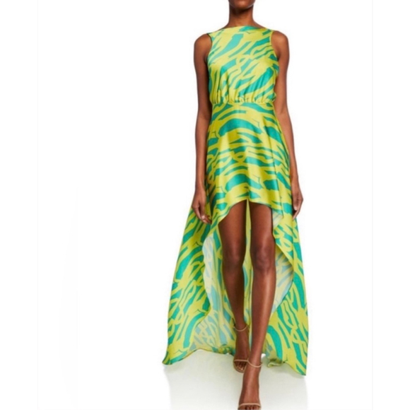 Alexis Rajiya Dress Citrus Green Yellow Asymmetrical High Low Hem Size XS NWT